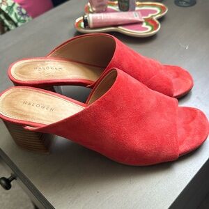 Halogen red suede block heal slip on shoe size 8